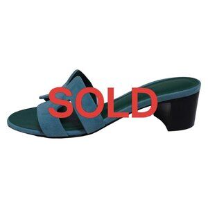 HERMES Oasis - Light Blue Suede Women's Sandals 496-070725